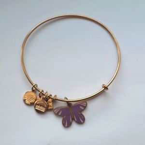 Alex and Ani rose gold & purple butterfly bracelet